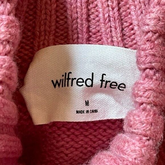 Wilfred Free Aritzia Womens Pink Cropped 100% Wool Mock Neck Sweater Sz M - Picture 7 of 7